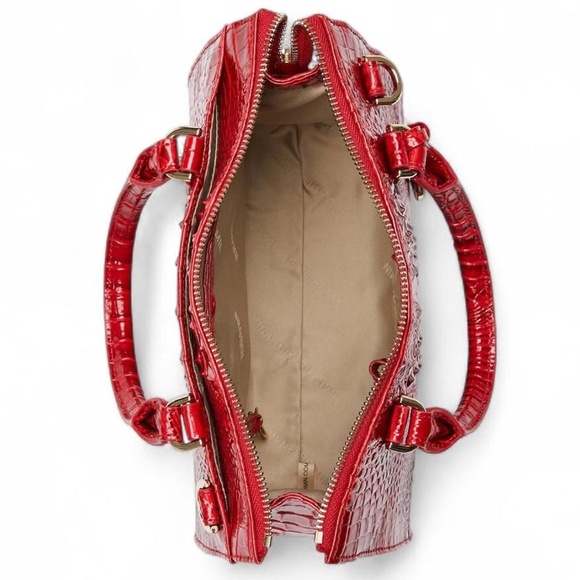 Brahmin Anywhere Convertible Melbourne Embossed Leather Satchel in Carnation Red - Picture 5 of 5